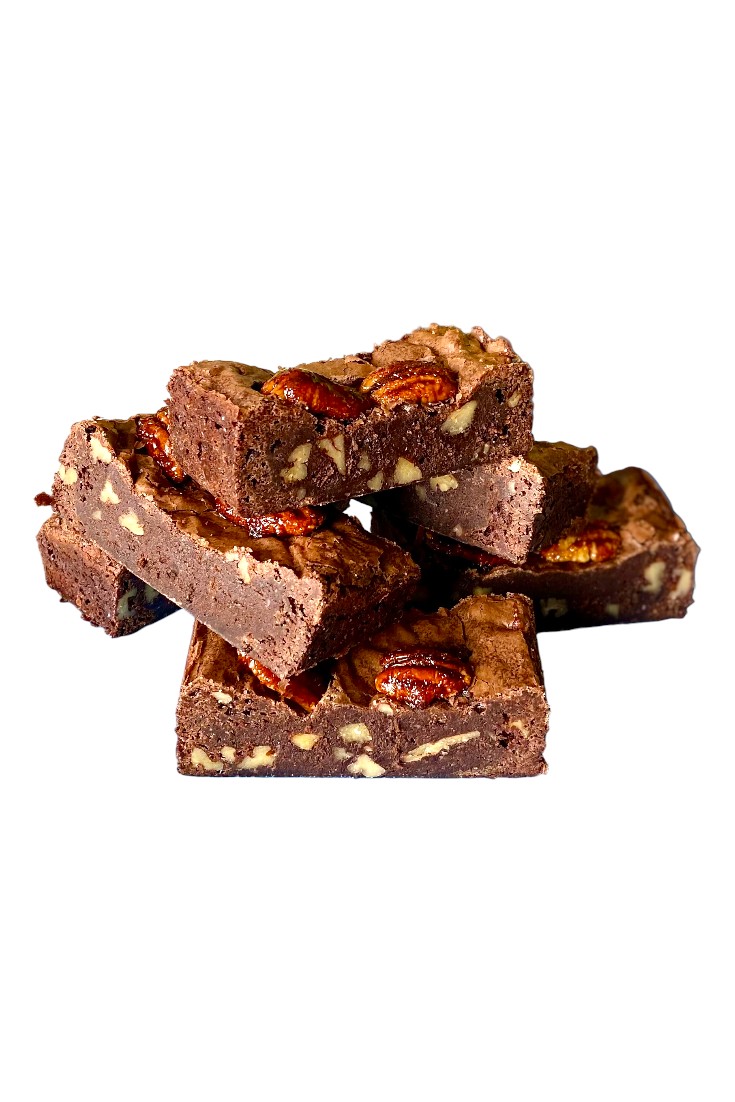 pecan brownies opgestapeld