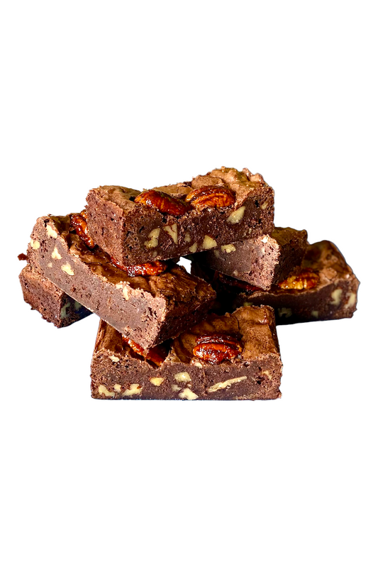 pecan brownies opgestapeld