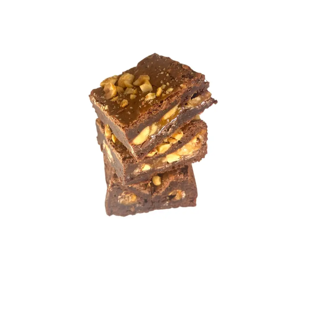 3 snickers brownies opgestapeld