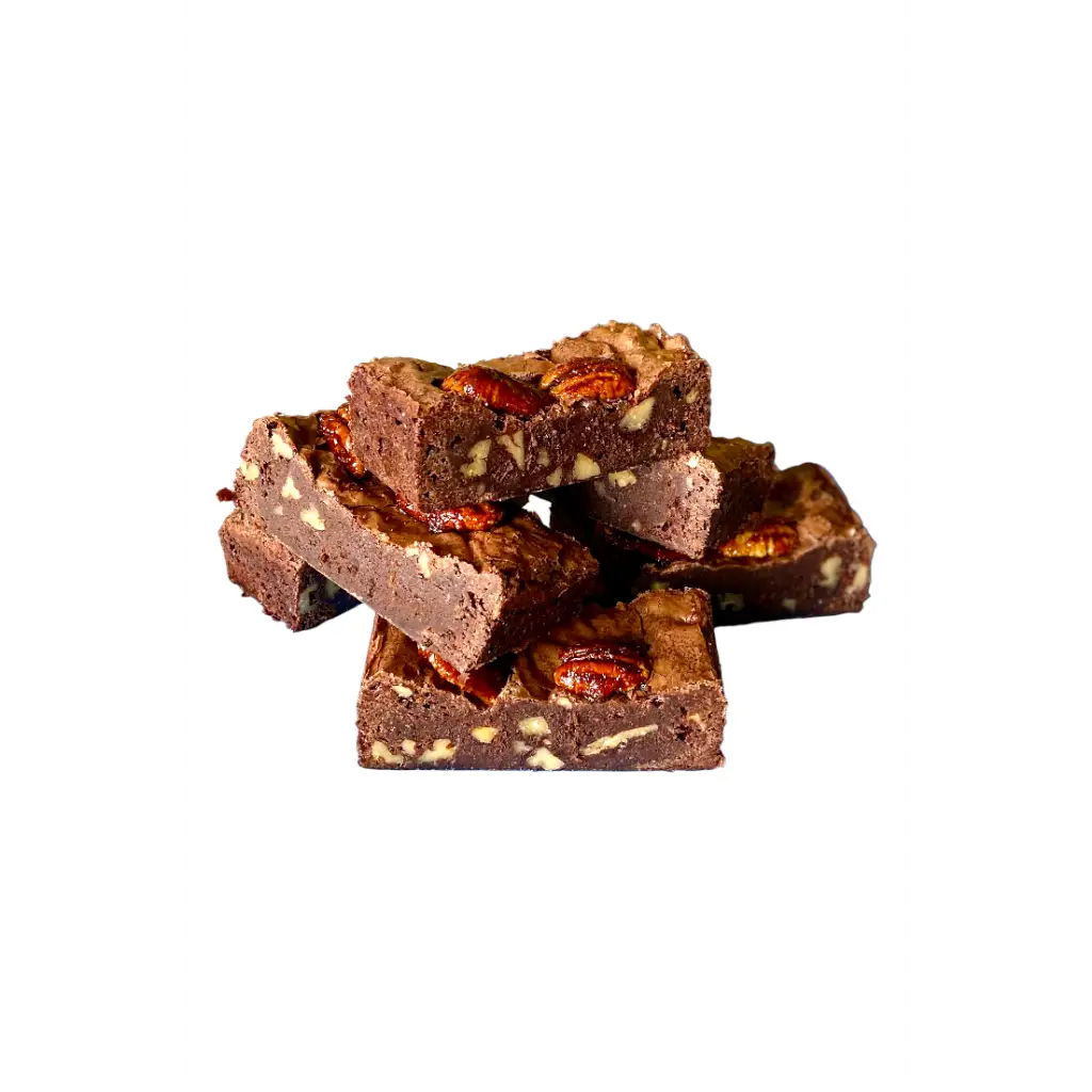 pecan brownies opgestapeld