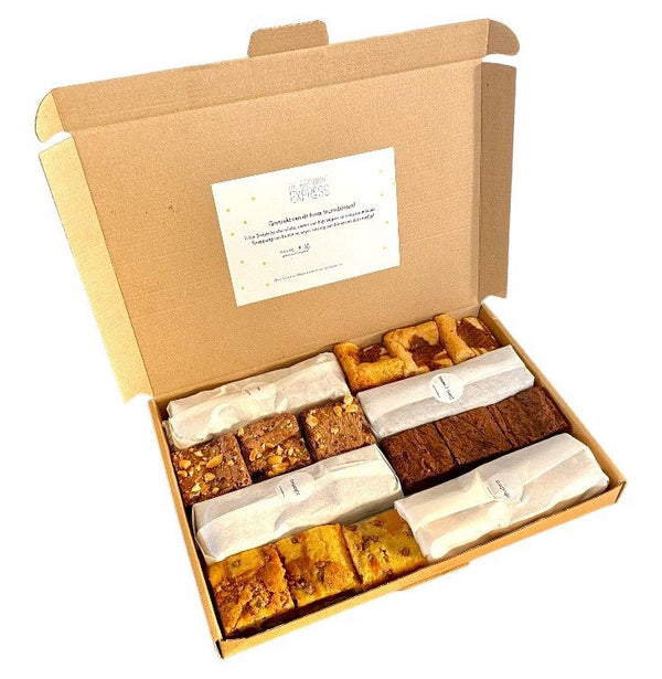 Brownie Box / Brownie box bestellen / 24 brownies verpakt in een brievenbusdoos.