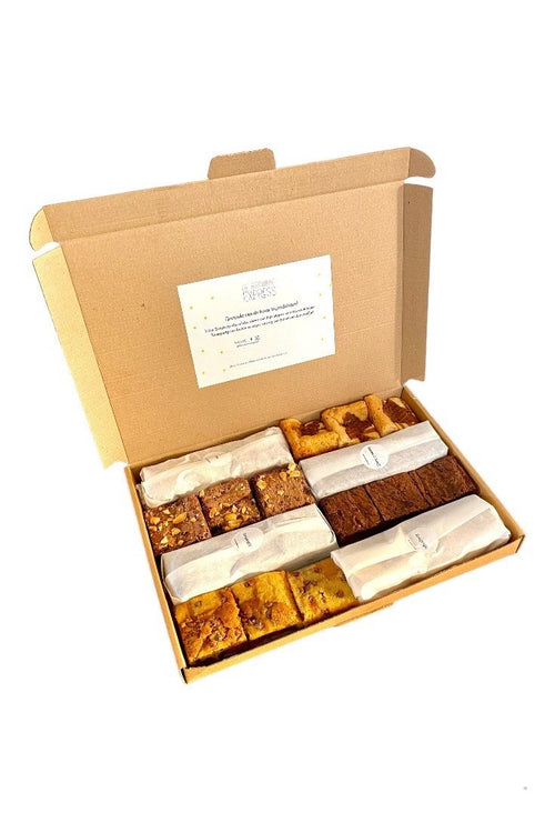 Brownie Box / Brownie box bestellen / 24 brownies verpakt in een brievenbusdoos.